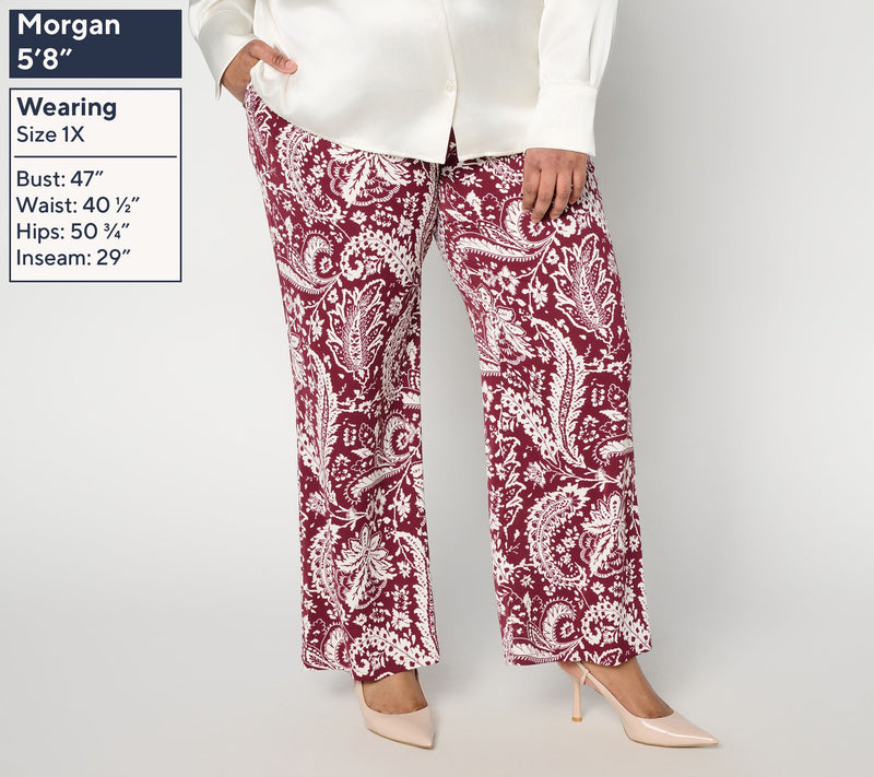 BEAUTIFUL by Lawrence Zarian Petite Printed Pull-On Wide Leg Pant — View 2