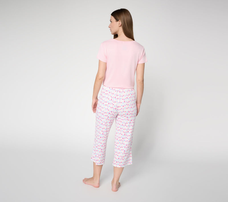 MUK LUKS Cloud Knit Lace Neckline Tee & Pant Pajama Set — View 13