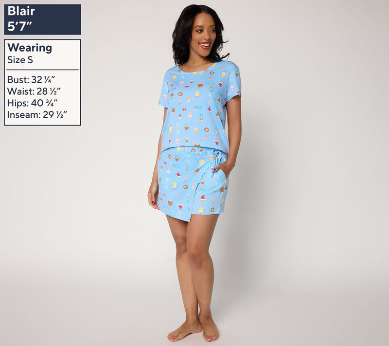 MUK LUKS Cotton Scoop Neck Tee & Skort Lounge Set — View 2