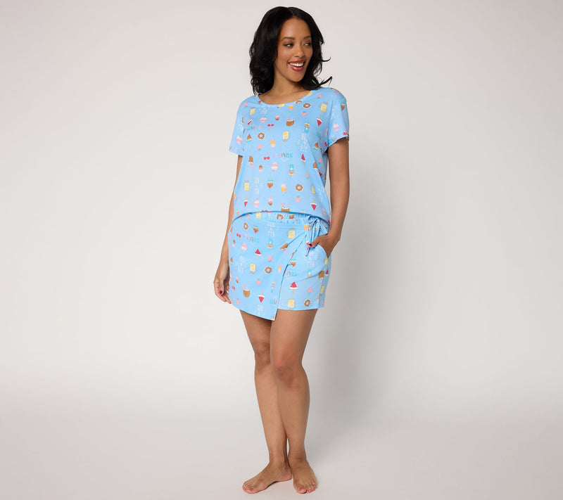MUK LUKS Cotton Scoop Neck Tee & Skort Lounge Set — View 13