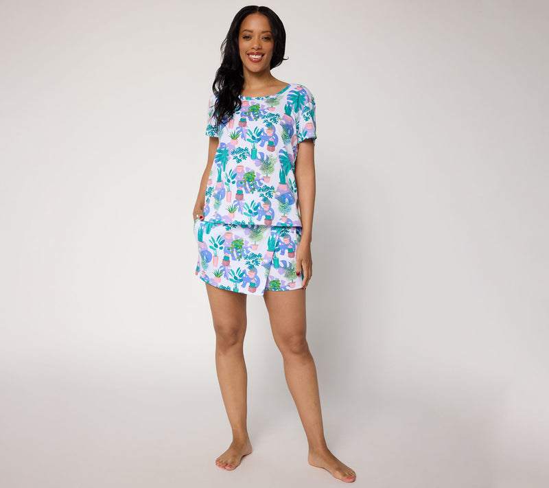 MUK LUKS Cotton Scoop Neck Tee & Skort Lounge Set — View 14