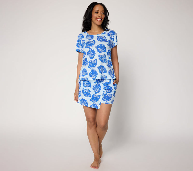 MUK LUKS Cotton Scoop Neck Tee & Skort Lounge Set — View 15