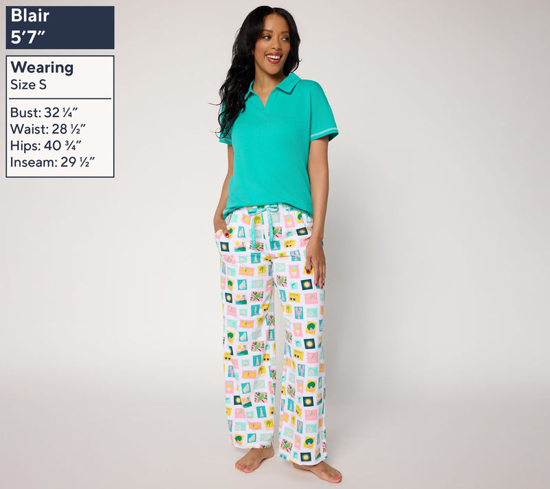 MUK LUKS Cotton Jersey Collared Lounge Set — View 2