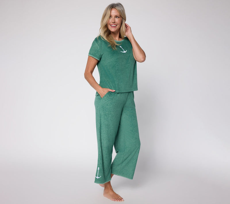MUK LUKS Baby Terry Embroidery Detail Lounge Set — View 9