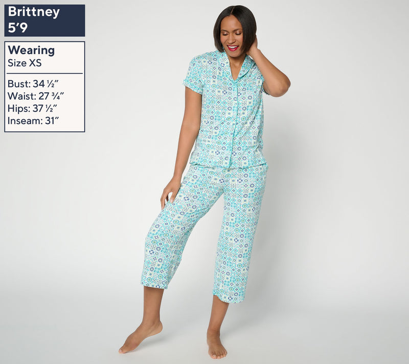 MUK LUKS Cloud Knit Shawl Collar w/ Cropped Pant Pajama Set — View 5