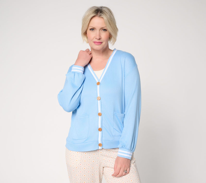 MUK LUKS Solid Butterknit Button Down Cardigan — View 5