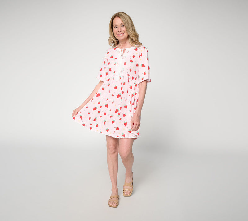 MUK LUKS Lace Detail Dress with Tassel Ties — Main view