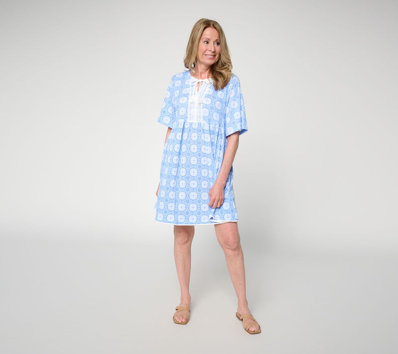 MUK LUKS Lace Detail Dress with Tassel Ties — View 14