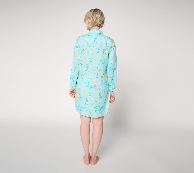 MUK LUKS Dreamweave Shawl Collar Button Up Sleepshirt — View 13