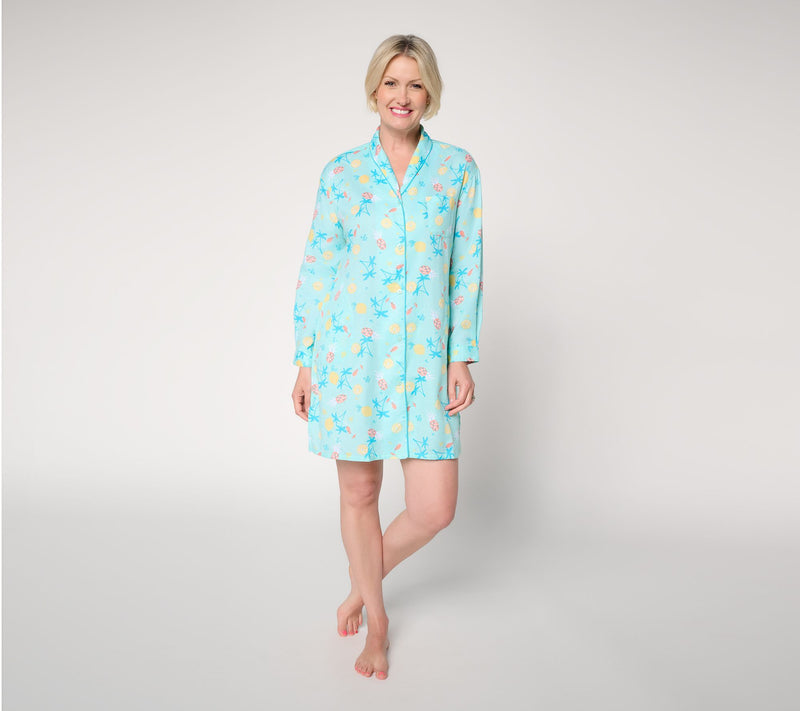 MUK LUKS Dreamweave Shawl Collar Button Up Sleepshirt — View 9