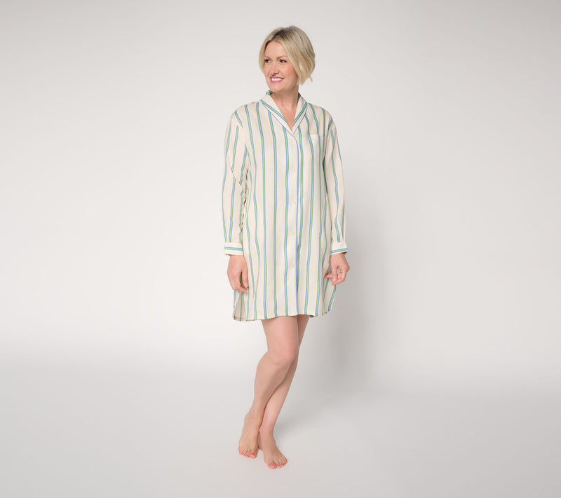 MUK LUKS Dreamweave Shawl Collar Button Up Sleepshirt — View 7