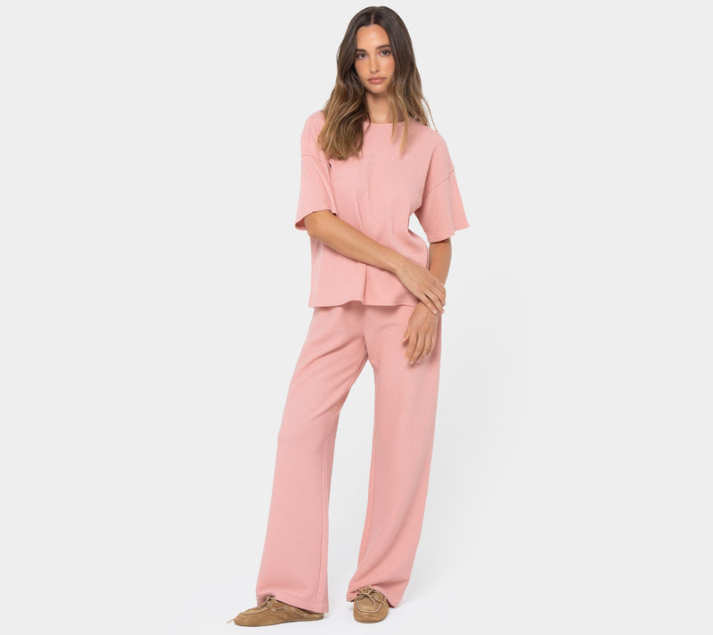 Peace Love World Regular Honeycomb Knit Top and Pant Set — View 13