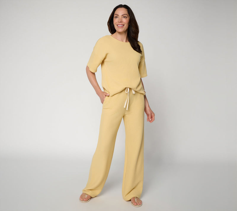 Peace Love World Regular Honeycomb Knit Top and Pant Set — View 7