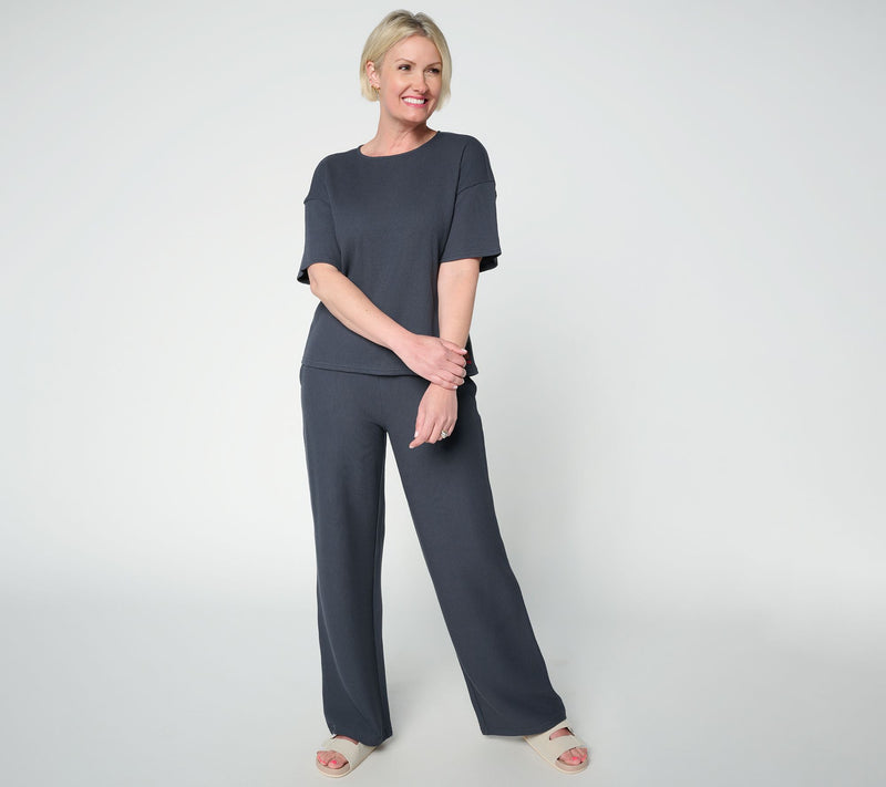 Peace Love World Regular Honeycomb Knit Top and Pant Set — View 3