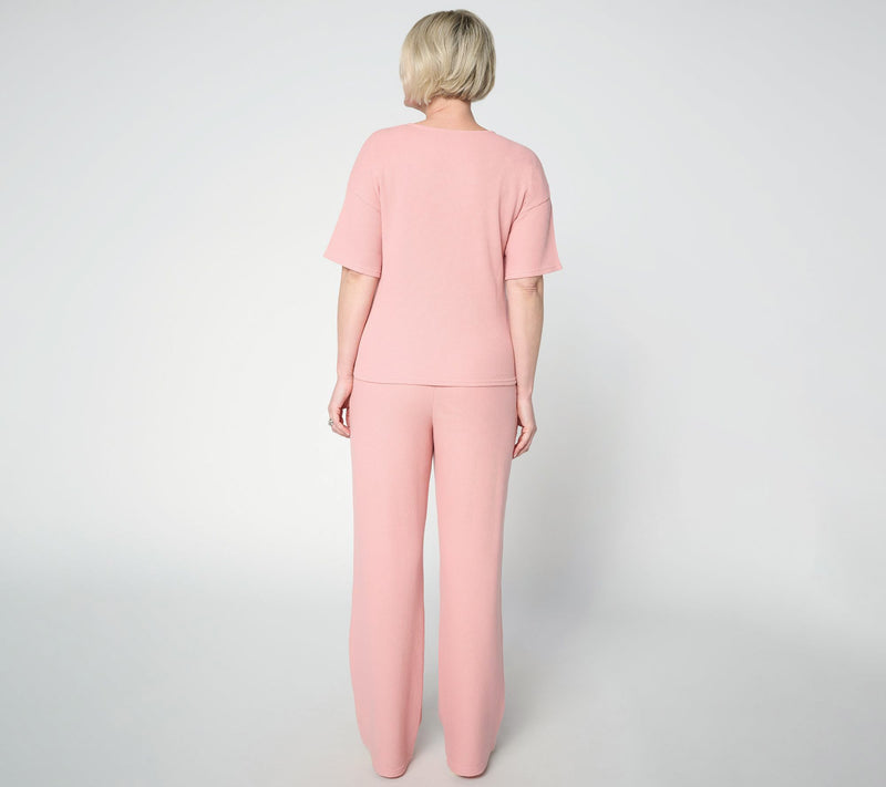 Peace Love World Petite Honeycomb Knit Top and Pant Set — View 10
