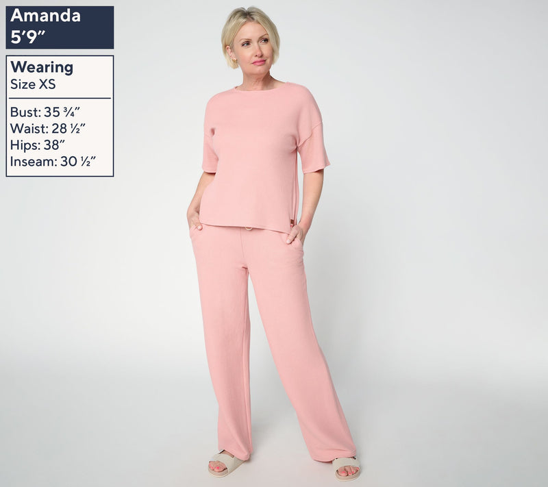Peace Love World Petite Honeycomb Knit Top and Pant Set — View 9