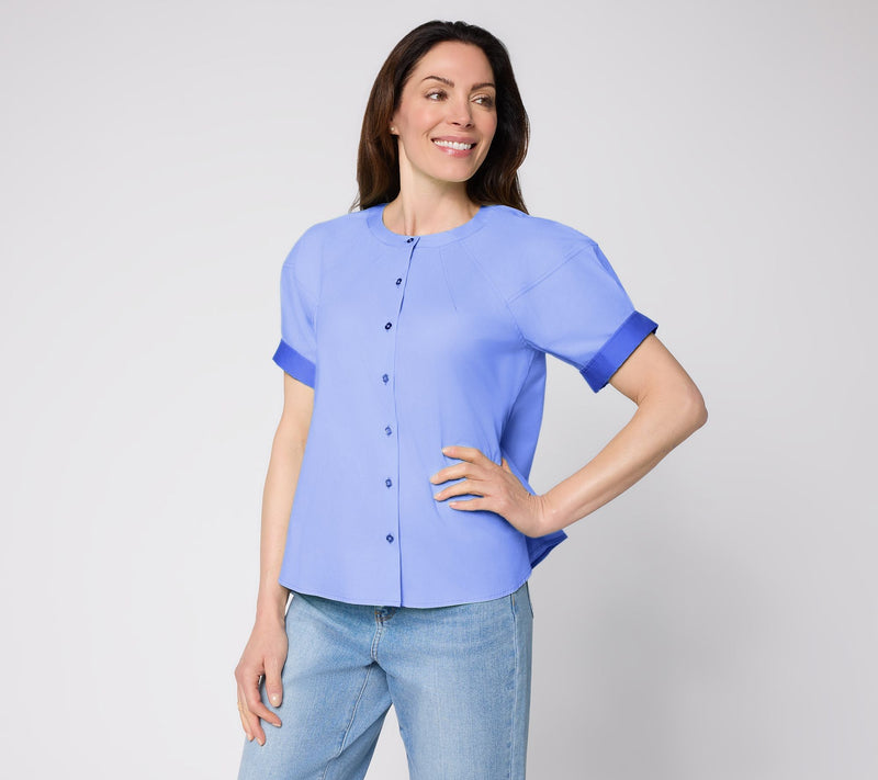 RM Studio x Rebecca Minkoff Stretch Poplin Sculpted Shirt — Main view