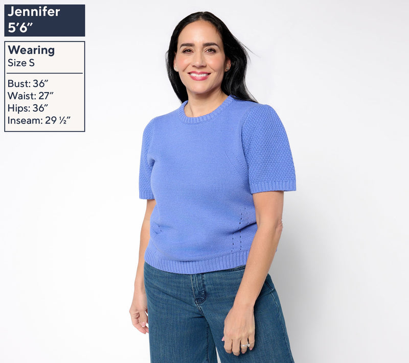 RM Studio x Rebecca Minkoff Short Sleeve Pointelle Sweater — View 3
