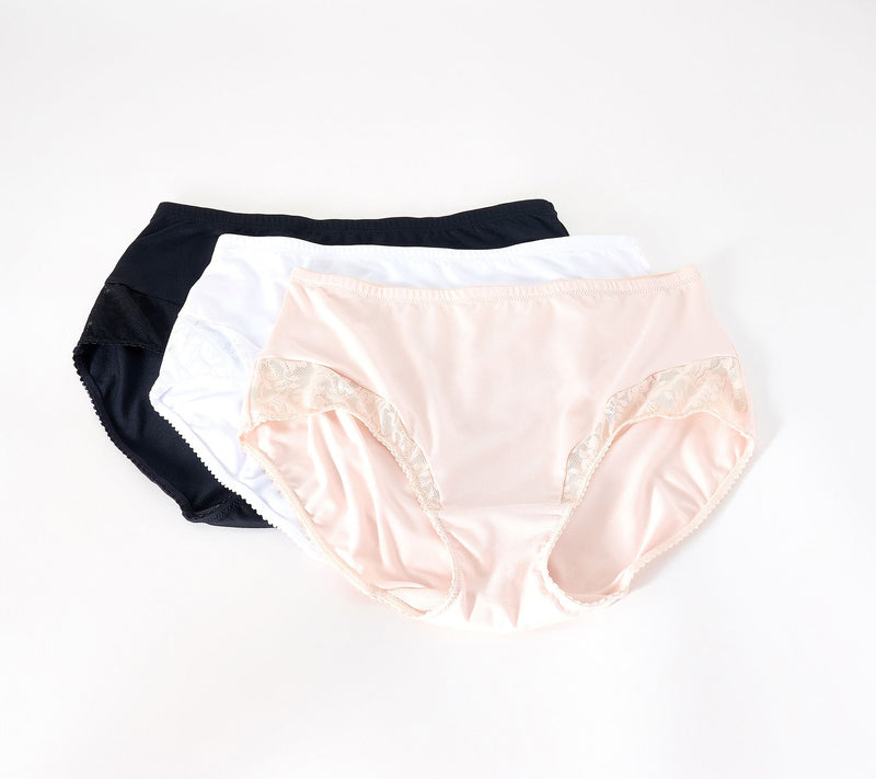 Breezies Whisper Lace Full Brief Panty Set of 3 — View 5