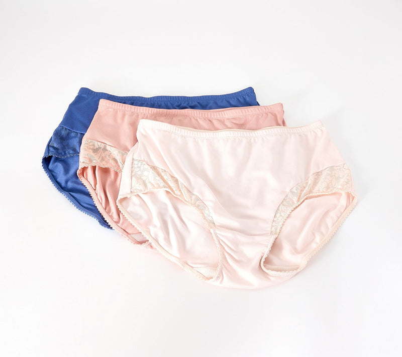 Breezies Whisper Lace Full Brief Panty Set of 3 — View 3