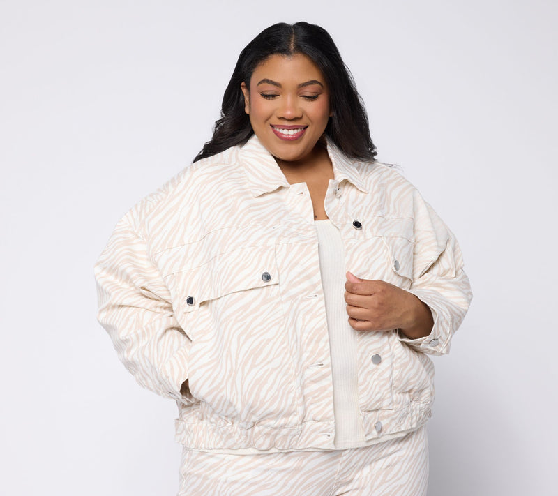 RM Studio x Rebecca Minkoff Naomi Zebra Stripe Denim Jacket — View 2