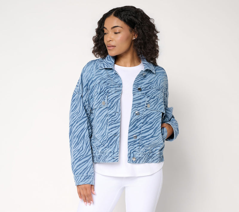 RM Studio x Rebecca Minkoff Naomi Zebra Stripe Denim Jacket — Main view