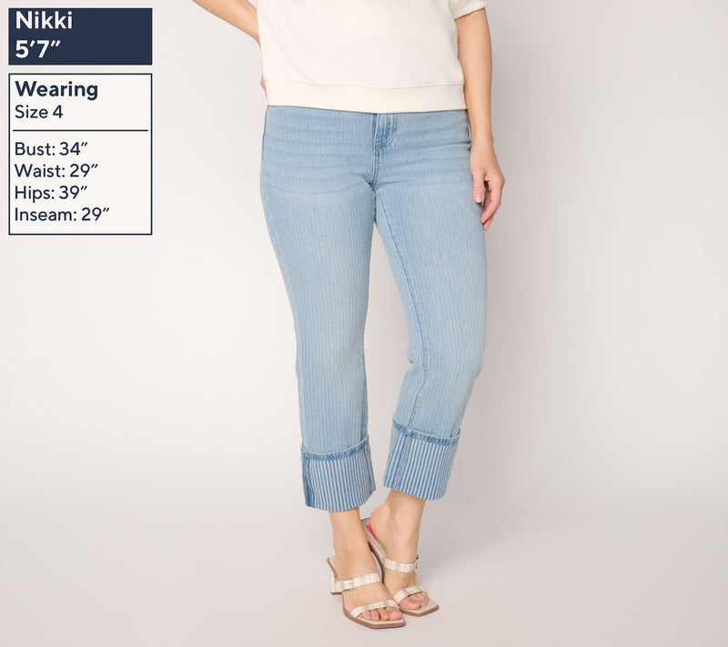 RM Studio x Rebecca Minkoff Regular Cropped Jacquard Stripe Tall Cuff Jeans — View 7