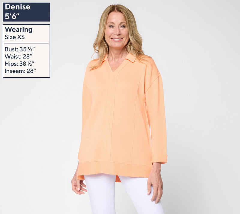 Denim & Co. Beach Regular Tideline Terry Split Neck Tunic — View 3