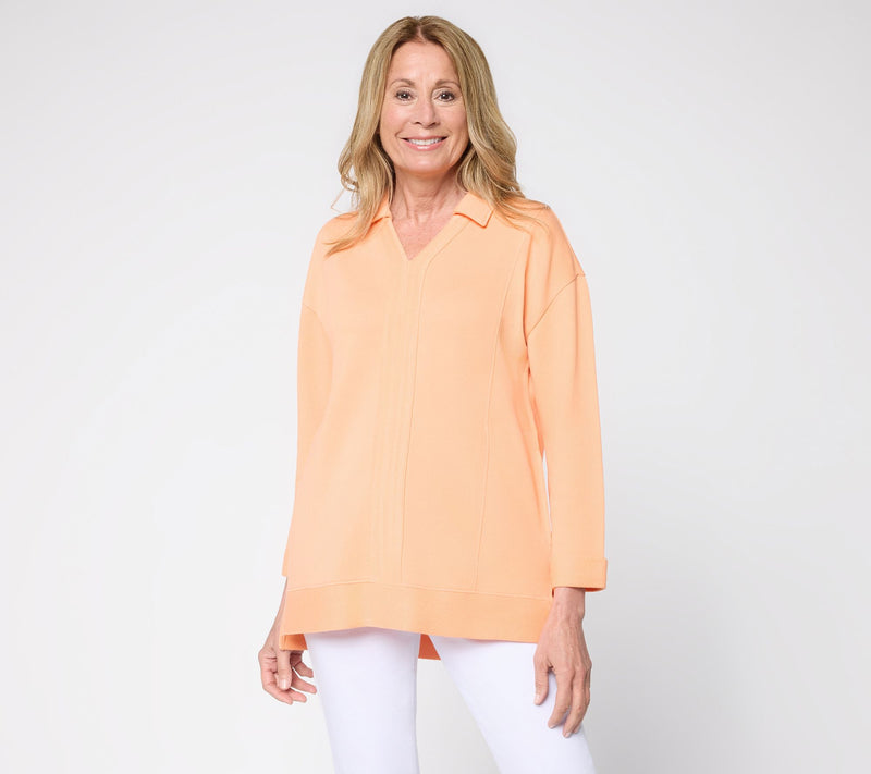 Denim & Co. Beach Regular Tideline Terry Split Neck Tunic — Main view