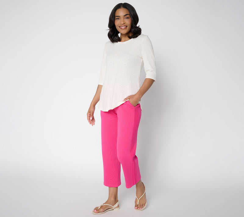 Denim & Co. Beach Regular Tideline Terry Crop Pants with Pockets — View 9