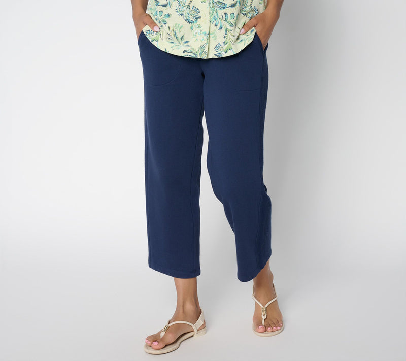 Denim & Co. Beach Regular Tideline Terry Crop Pants with Pockets — View 3