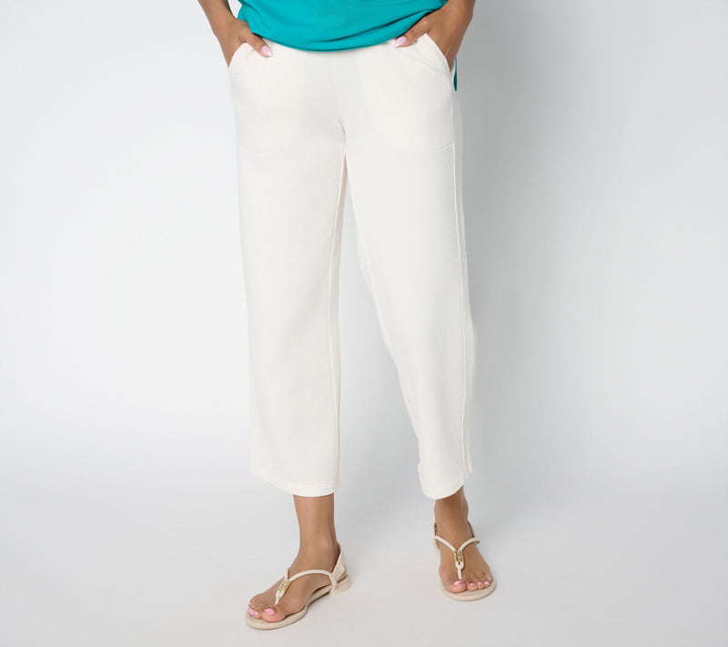 Denim & Co. Beach Regular Tideline Terry Crop Pants with Pockets — Main view