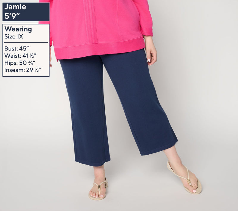Denim & Co. Beach Petite Tideline Terry Crop Pants with Pockets — View 8