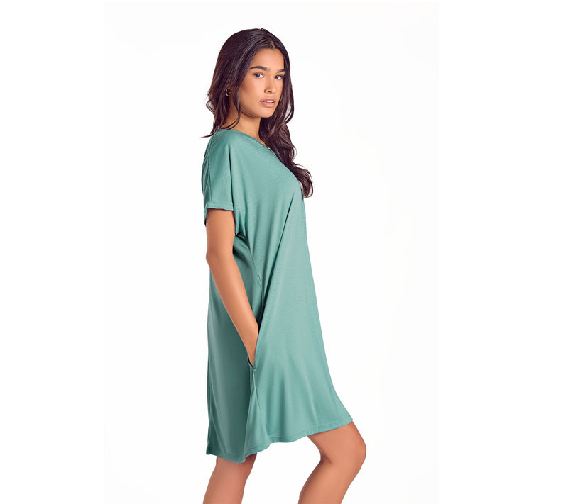 iCollection Soft Knit V-Neck Sleep Dress — View 4