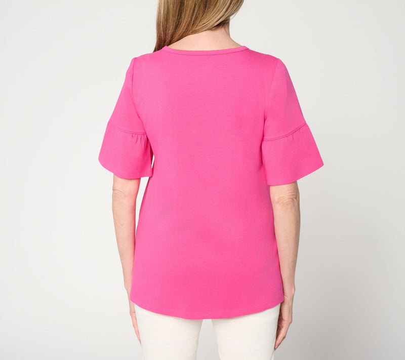 Denim & Co. Regular Favorite Jersey Tunic with Ruffle Sleeves — View 3