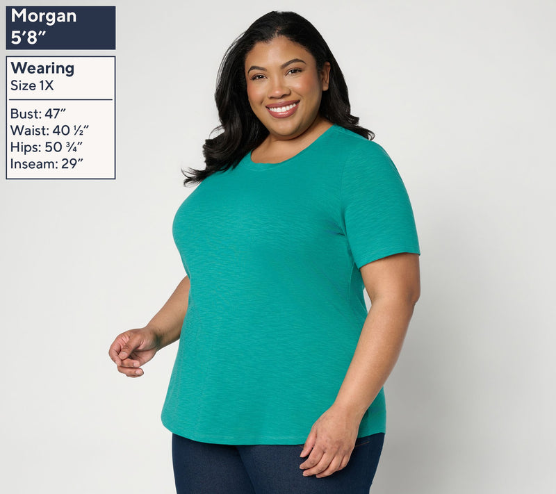 Denim & Co. Essentials 2-Pack Textured Knit Tops w/ Shirttail Hem — View 3
