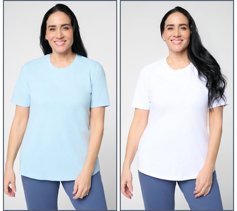 Denim & Co. Essentials 2-Pack Textured Knit Tops w/ Shirttail Hem — View 15