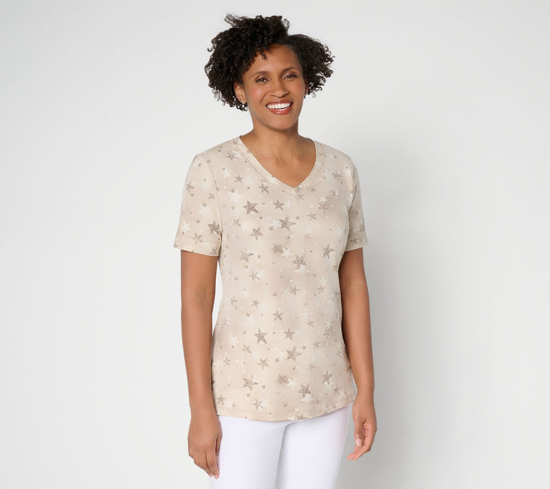 Denim & Co. Active Printed Jersey Short Sleeve Top w/ Seam Detail — View 11