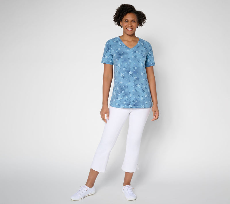 Denim & Co. Active Printed Jersey Short Sleeve Top w/ Seam Detail — View 5