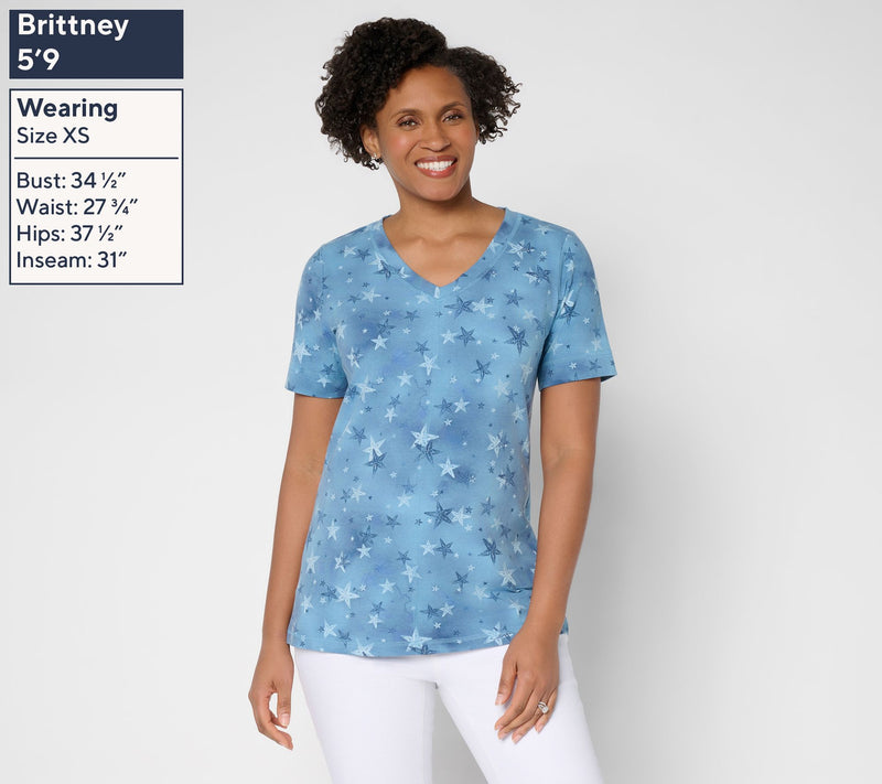 Denim & Co. Active Printed Jersey Short Sleeve Top w/ Seam Detail — View 3