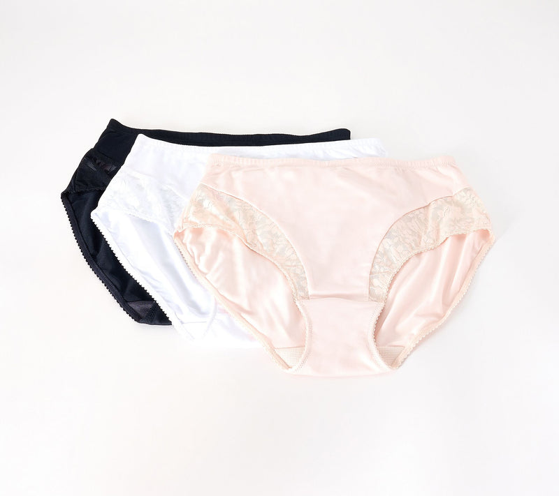 Breezies Whisper Lace Hi-Cut Panty Set of 3 — View 8