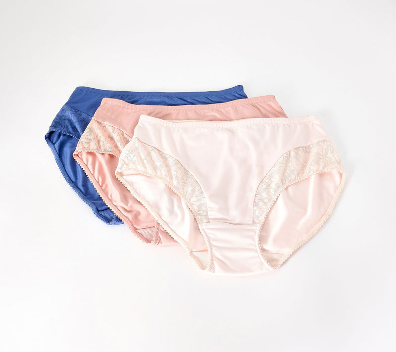 Breezies Whisper Lace Hi-Cut Panty Set of 3 — View 9