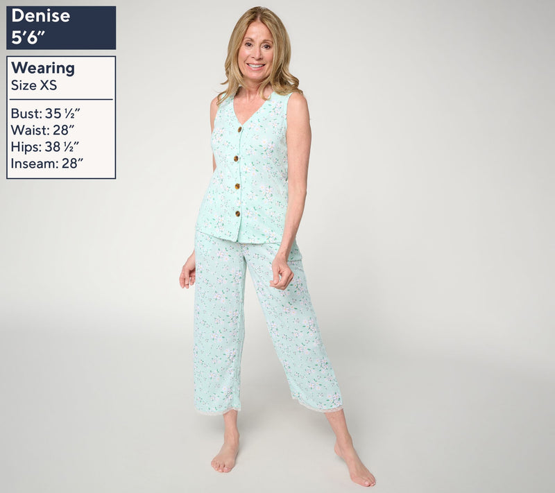 MUK LUKS Crinkle Button Front Top & Capri Pant Lounge Set — View 2