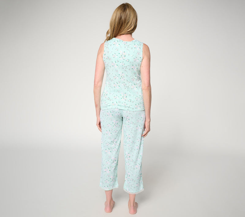 MUK LUKS Crinkle Button Front Top & Capri Pant Lounge Set — View 3