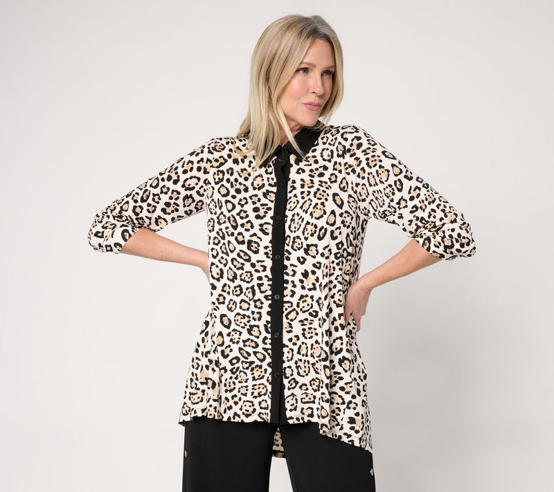 Dennis Basso Regular Caviar Crepe Print & Solid Top — View 16