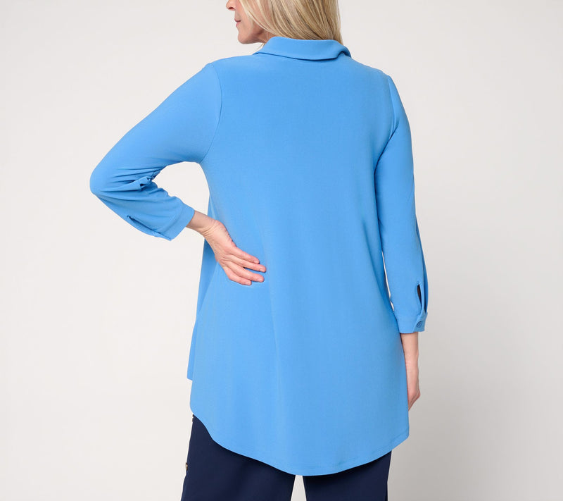 Dennis Basso Petite Caviar Crepe Print & Solid Top — View 4