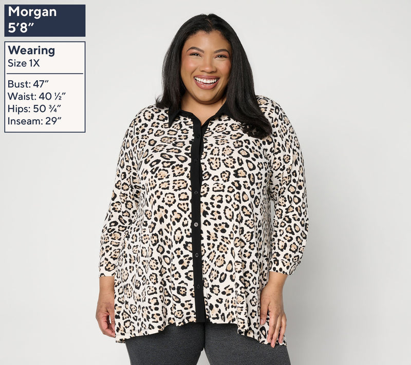 Dennis Basso Petite Caviar Crepe Print & Solid Top — View 2
