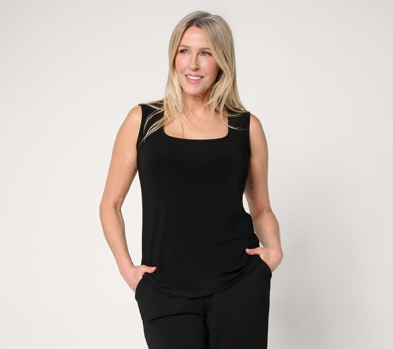 Dennis Basso Basics Italia Knit Portrait Square Neck Top — View 12