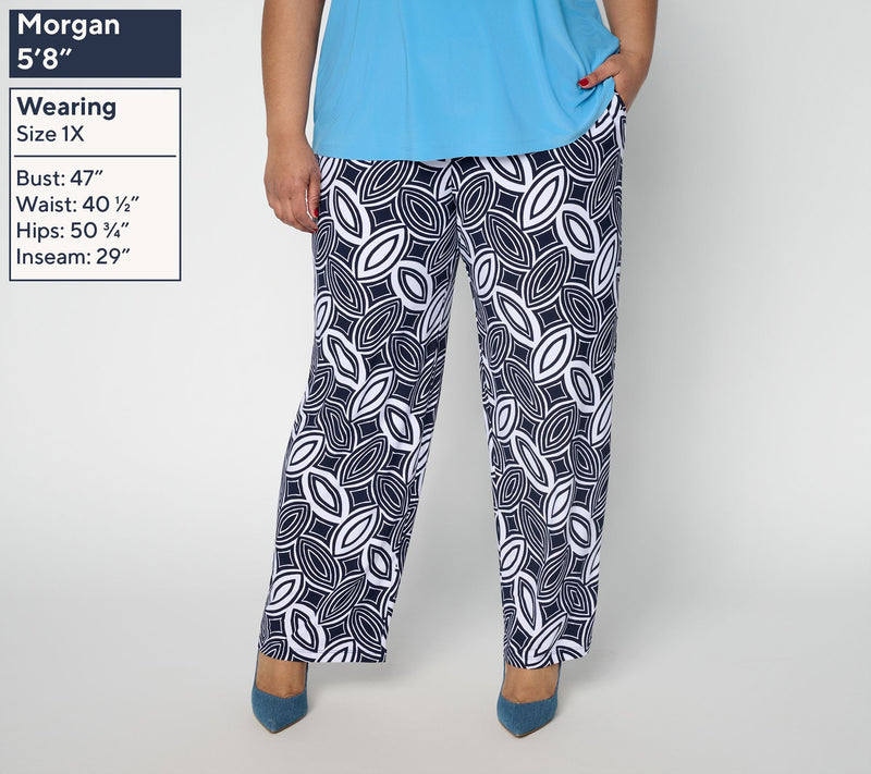 Dennis Basso Petite Italia Knit Printed Pull-on Wide Leg Pant — View 2