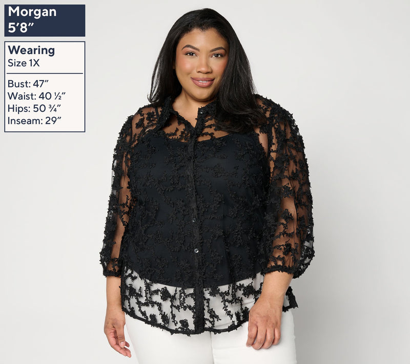 Dennis Basso Regular Texture Knit Mesh Button Front Shrug — View 8